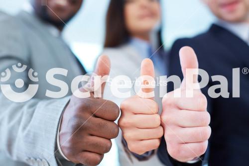 Three Business Partners Keeping Thumbs Up
